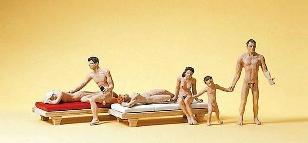 Preiser 10439 HO Scale Recreation -- Nude Bathers w/2 Lounges - Image 1 of 4