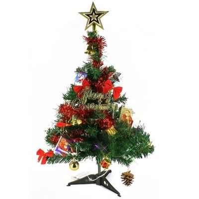 18" inch Tabletop Artificial Mini Christmas Pine Tree with LED Lights & Ornament - Image 1 of 4