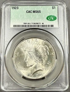 Dólar de la Paz 1923 $1 - CACG MS65 CAC - Imagen 1 de 2