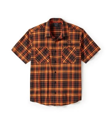 Harley-Davidson Hemd H-D Tech Black & Orange, Baumwolle, Gr. M-2XL