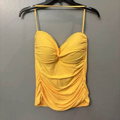 LA BLANCA Island Goddess Twist Bandeau Tankini Top, Size 14, Pineapple, New - Image 1 of 4