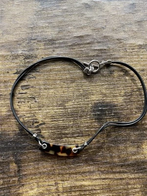 Ralph Lauren Leather And Faux Tortoise Shell Choker Necklace  - Image 1 of 4