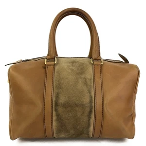 Christian Dior Logo Suede Leather Boston Hand Bag Brown/7BG0371 - Picture 1 of 12