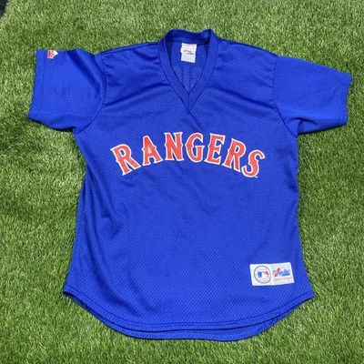 VTG Ivan Rodriguez Texas Rangers Jersey Mens Large Majestic Blue Made In USA #7  - Image 1 of 4