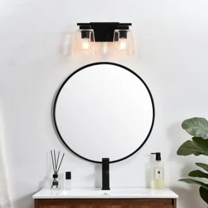 Wall Sconce Light Fixture Glass Shades Black Bathroom Vanity Bedroom 14" - Picture 1 of 7