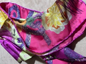 CHRISTIAN LACROIX SCARF FLORAL SILK FOULARD SQUARE 34” - Picture 1 of 11