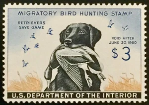 #RW26 Og Nh, $3 1959 Black Lab Federal Duck Stamp w/2007 Graded XF 90 PSE Cert - Picture 1 of 3