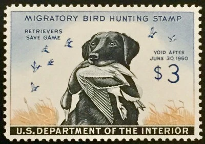 #RW26 Og Nh, $3 1959 Black Lab Federal Duck Stamp Graded XF 90 PSE Cert SMQ $175 - Image 1 of 3