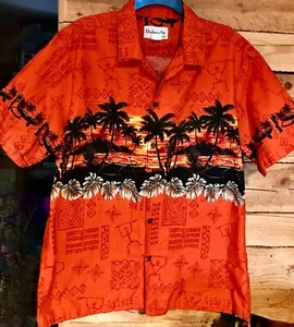 Men's Bishop St. Apparel Hawaiian Button Up Shirt Sunset Palm Trees Size XL - Picture 1 of 6