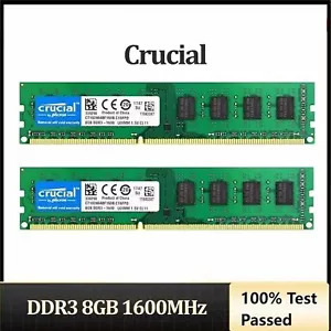 Crucial DDR3 8GB 16GB 32GB 1600 MHz PC3-12800 Desktop Memory RAM 240Pin DIMM - Picture 1 of 12