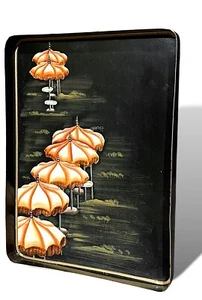 -26% Les Ottomans Tablett handbemalt, Regenschirme BRANDNEU 30x43cm UVP 100,00 € - Bild 1 von 10