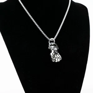 GK Stainless Steel Vintage Boxing Fist Glove Pendant Necklace Men Silver - Picture 1 of 8