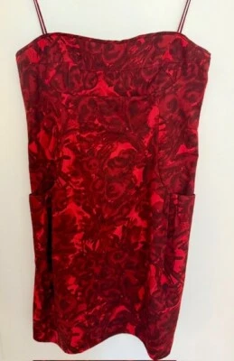 Romantic Y2K Lida Baday Dress 12 Red Floral Cotton Designer Dark Fairy Gothic - Image 1 of 4