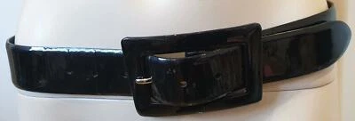 RALPH LAUREN Made In Italy Black Patent Leather Buckle Fastened Belt Sz:L - Image 1 of 4