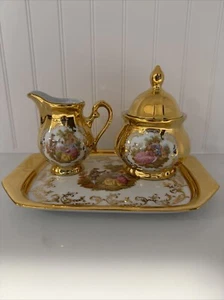 KLEIBER HANDARBEIT 22KT GOLDAUFLAGE KLEIBER BAVARIA PERZ-MANUFAKTU 4 PC TEA SET - Picture 1 of 12