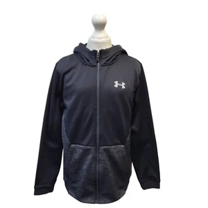 Under Armour Black Full Zip Hooded Tracksuit Top/Jacket UK Boy's Size L J784 - Picture 1 of 5