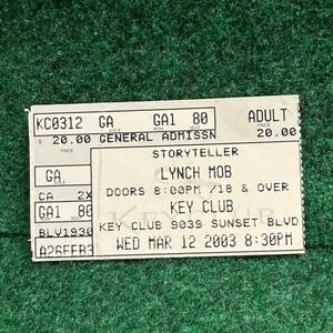 Boleto de concierto LYNCH MOB 12 de marzo de 2003 Key Club West Hollywood, CA George Lynch - Imagen 1 de 10