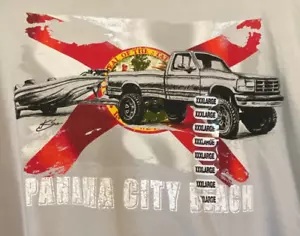Huk Men's Gray Tshirt Panama City Beach Truck Fishing Boat Beach Outdoor SZ 3XL - Picture 1 of 9