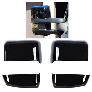 For 2014-19 Chevy Silverado GMC Sierra Glossy Black Tow Mirror Cap Cover NEW