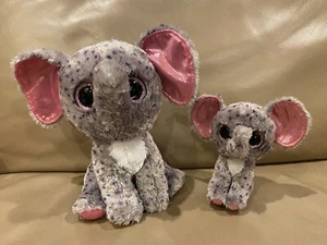 Ty Beanie Boo Set 6 Zoll 9 Zoll Specks grau gepunktet Elefant Glitzeraugen Stofftier Plüsch - Bild 1 von 2