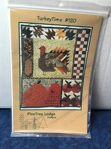 PINE TREE LODGE QUILT PATTERN-TURKEY TIME WALL HANGING 20X25" - Picture 1 of 2