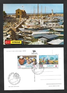 Cyprus 1974 St Hilarion & Kyrenia Harbour Postcards Bearing 1975 Paintings CEPT - Picture 1 of 3