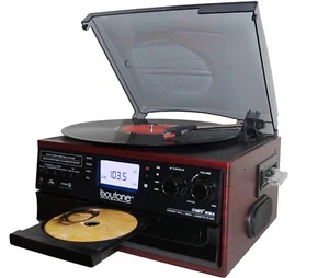 Boytone BT-22C Bluetooth Record Player Turntable AM/FM Cassette speaker NEW - Picture 1 of 7