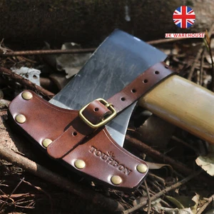 TOURBON Leather Axe Sheath Holder Blade Protector Hatchet Head Cover Camping - Picture 1 of 13