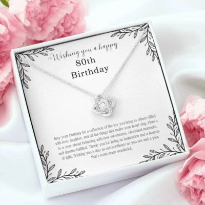 Collar Cumpleaños 80 Regalo para Mujer Plata Oro 14k Colgante Joyería Foto 1 de 4