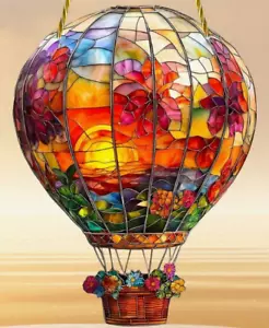 SUNCATCHER- Hot Air Balloon, Colorful Window Hanging Decor - Picture 1 of 7