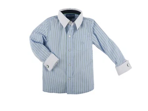 Andy & Evan Green Stripe, Green Collar/French Cuff Shirt Toddler/Little Boys'  - Picture 1 of 1