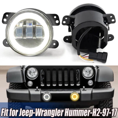4" Bumper LED Halo Fog Lights Assembly For Jeep Grand Cherokee 2011 2012 2013 - Imagem 1 de 4