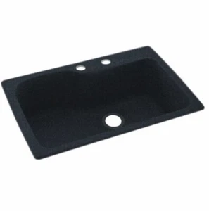 Swanstone KS03322SB.010-2C 2-Hole Solid Surface Kitchen Sink - Picture 1 of 6