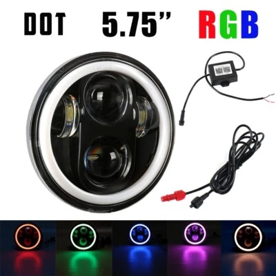 Faro LED DRL de 5 3/4"" 5,75" pulgadas RGB para Harley Sportster XL 883 1200 Dyna Foto 1 de 4
