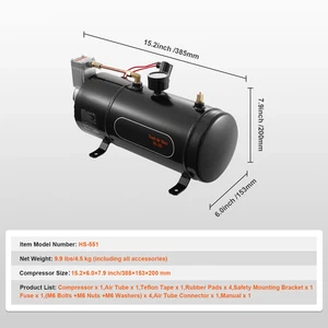Succebuy 12V Air Compressor with Tank 0.8 Gal/3L Train Horn Air Compressor 120Ps - Picture 1 of 13