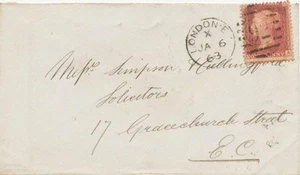 GB 1863 QV 1d rose-red perf.14 VARIETY misperforated on very fine cover - Picture 1 of 1