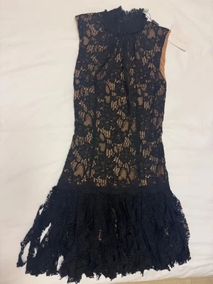 Vestido Alexis Tatiana de Encaje XS Negro Desnudo Forrado Sin Tirantes Nuevo con Etiquetas $495 Foto 1 de 4