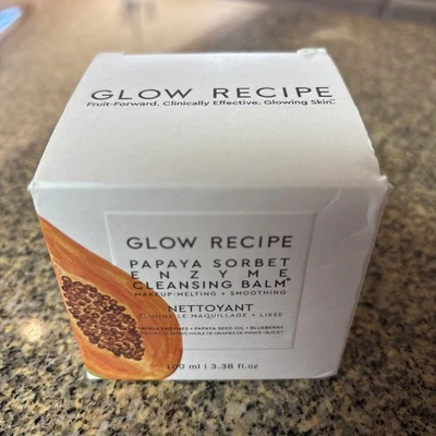 GLOW Receta PAPAYA Sorbete Enzima Bálsamo Limpiador 3.4oz Tamaño Completo SELLADO Y FRESCO Foto 1 de 4