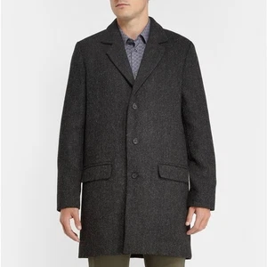 NWOT A.P.C Harris Tweed Coat Jacket Men XL Herringbone Wool Grey 3-Button 1-Vent - Picture 1 of 16