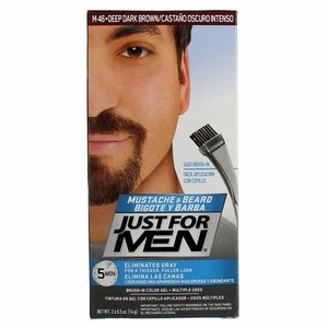 6 Pack Just For Men Easy Brush In Mustache & Beard Color, Deep Dark Brown M-46 - Picture 1 of 2