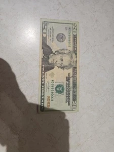 Federal Reserve Note Twenty Dollar Bill. Fancy Serial Number - Picture 1 of 5