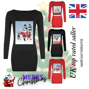 Damen-T-Shirt Weihnachten bedruckt lässig Baggy Damen Langarm Weihnachten Oberteil Weihnachten - Bild 1 von 15