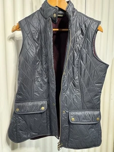 Chaleco acolchado Barbour para mujer 8 azul cremallera completa ropa exterior ligera clásico - Imagen 1 de 5