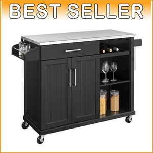 Adjustable Kitchen Cart with 4 Open Shelves & Wheels - Perfect for Modern Spaces - Picture 1 of 11