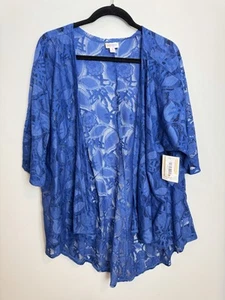 LuLaRoe Kimono SHIRLEY Floral Paisley Lace Cobalt Blue Cardigan NWT DP - Picture 1 of 7
