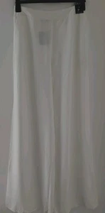 Pantalón Culottes Damas Blanco Pierna Ancha Bolsillos Elásticos Talla 14 W33" L 32" - Imagen 1 de 6