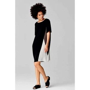 Abito donna EILEEN FISHER colorblock seta georgette crepe cambio XS usato in ottime condizioni - Foto 1 di 9