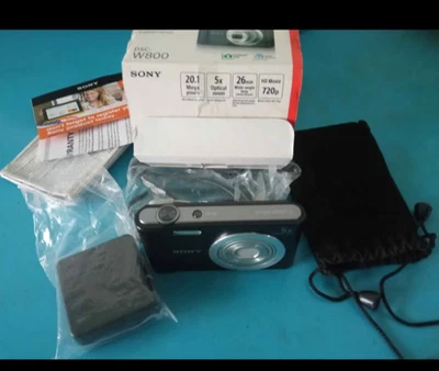 Sony Cyber-shot DSc-w800 20.1 MP Digital Camera Black 5x Zoom 720p HD with box - Image 1 of 4