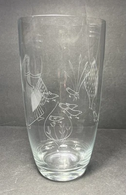 Nuutajarvi Notsjo 芬兰签名 HLA (Hilkka-Liisa Ahola) 蚀刻水晶花瓶 — 第 1/4 张图片