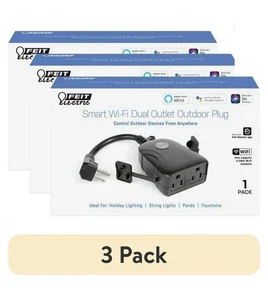 3er Pack Feit Electric Smart Outdoor Plug, WiFi wasserdichter Stecker, 2 geerdete Steckdosen - Bild 1 von 13